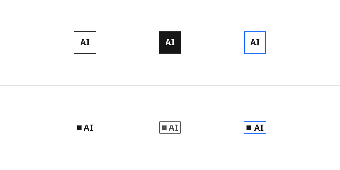 AI labels shown in their three states